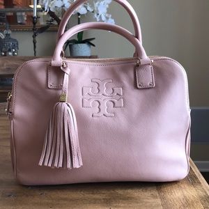 Tory Burch Pink Leather Tassel Top Handle Satchel